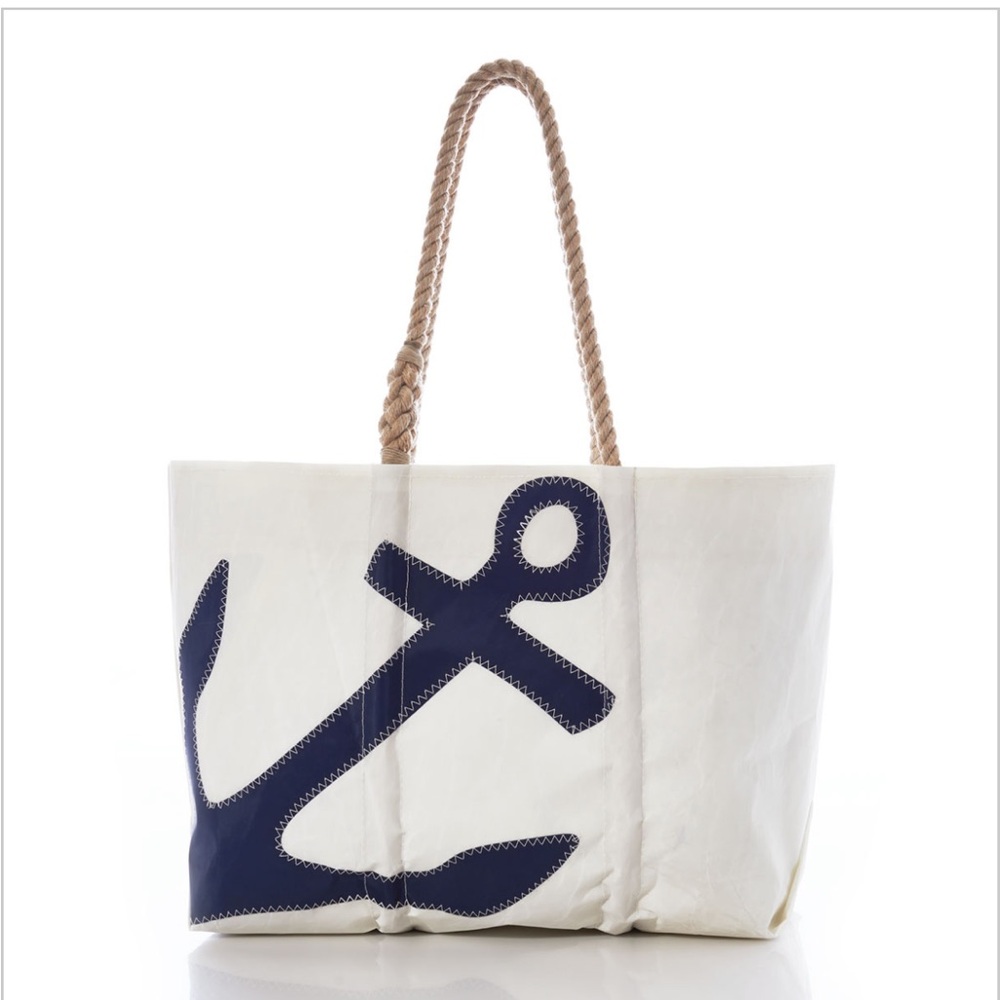 Nautical White and Blue Tote Bag